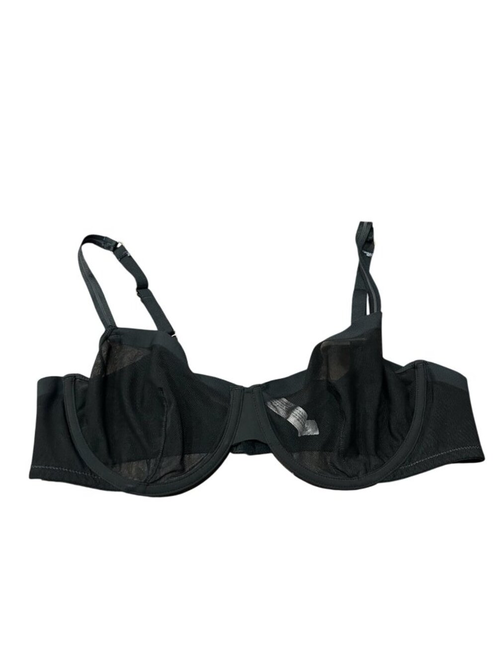 Auden 38C Black Demi Coverage Unlined Bra Sheer Lightweight Underwire Support
